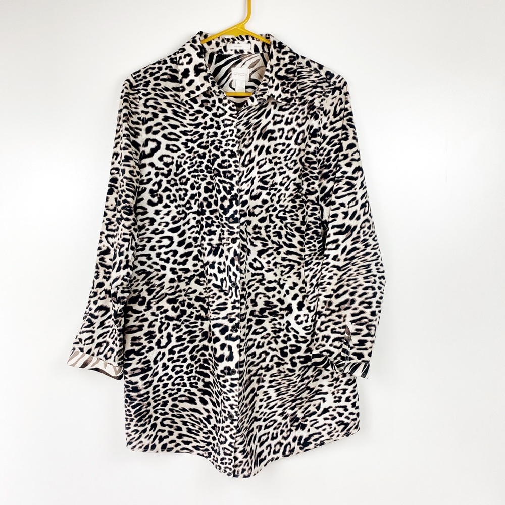 Chico's Leopard Print Button Down Tunic 1 - image 1